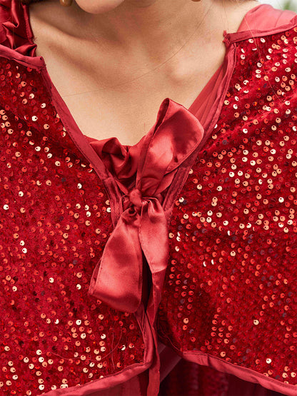 Tikhi Imli Party Satin Saree With Sequined Cape