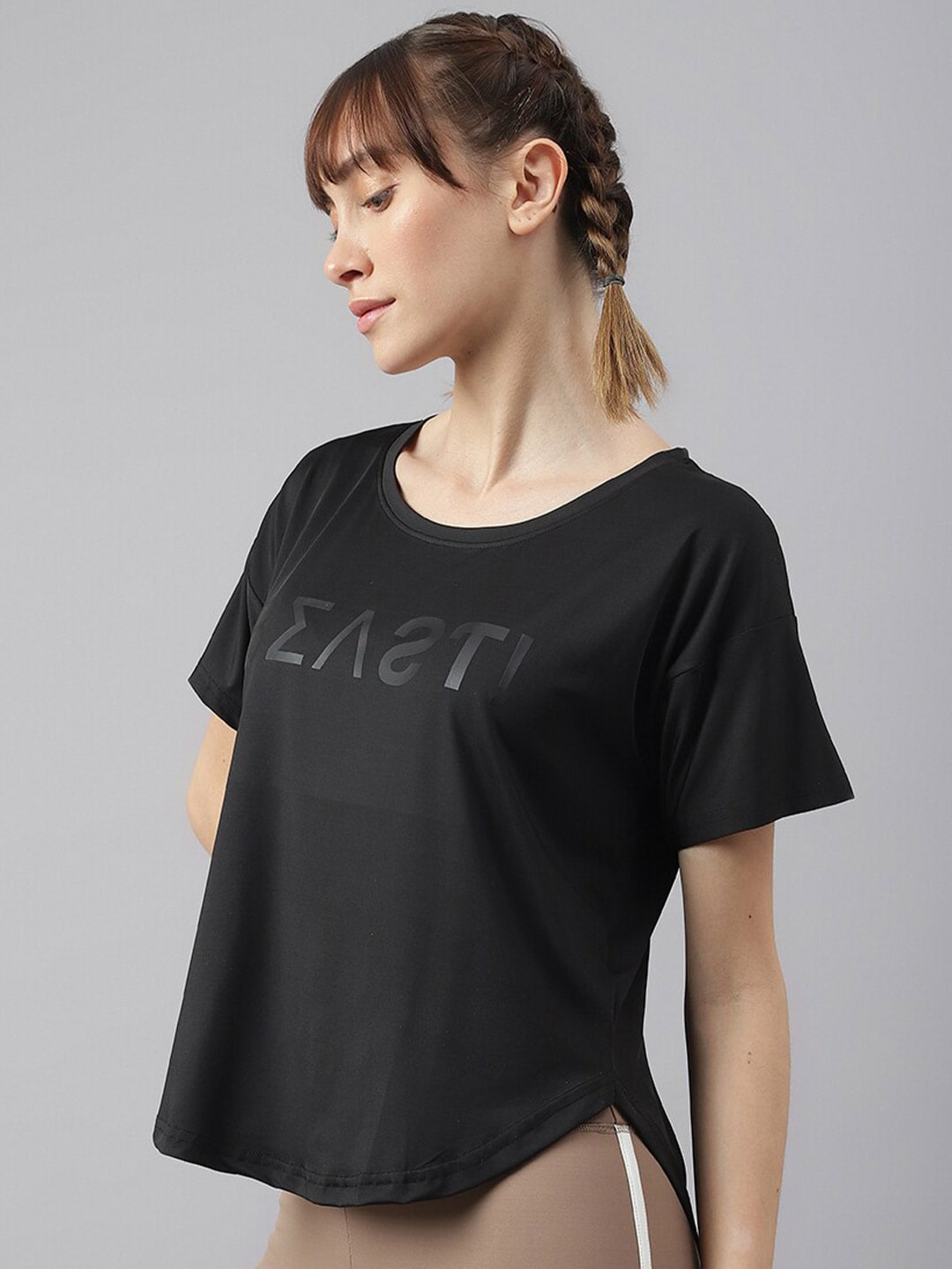 MKH Typography Printed Drop-Shoulder Sleeves Dri-FIT Sports T-shirt