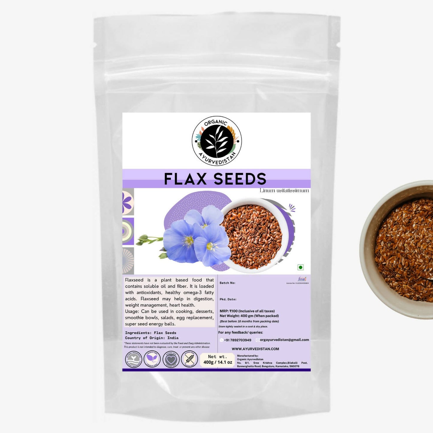Organic Ayurvedistan Flax Seeds