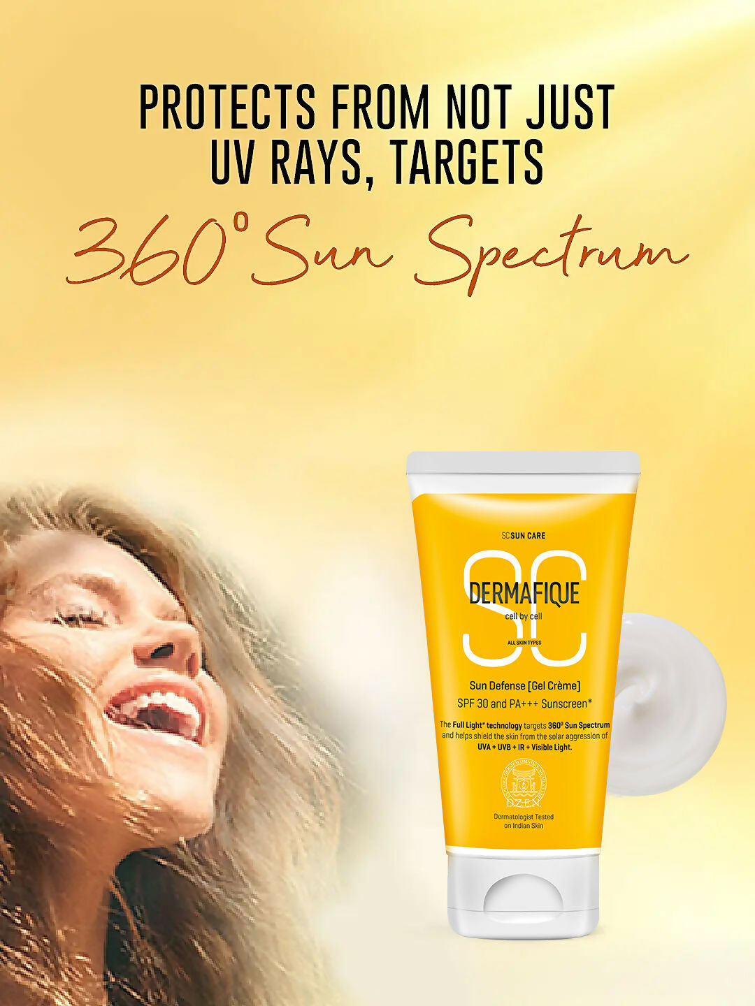 Dermafique Sun Defense Gel Creme SPF 30 Sunscreen, Prevents Tanning And Pigmentation