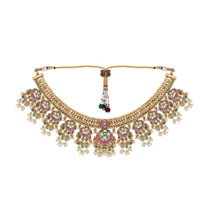 Nuyug 18K Gold Plated Estele Gold Tone Beaded Necklace Set