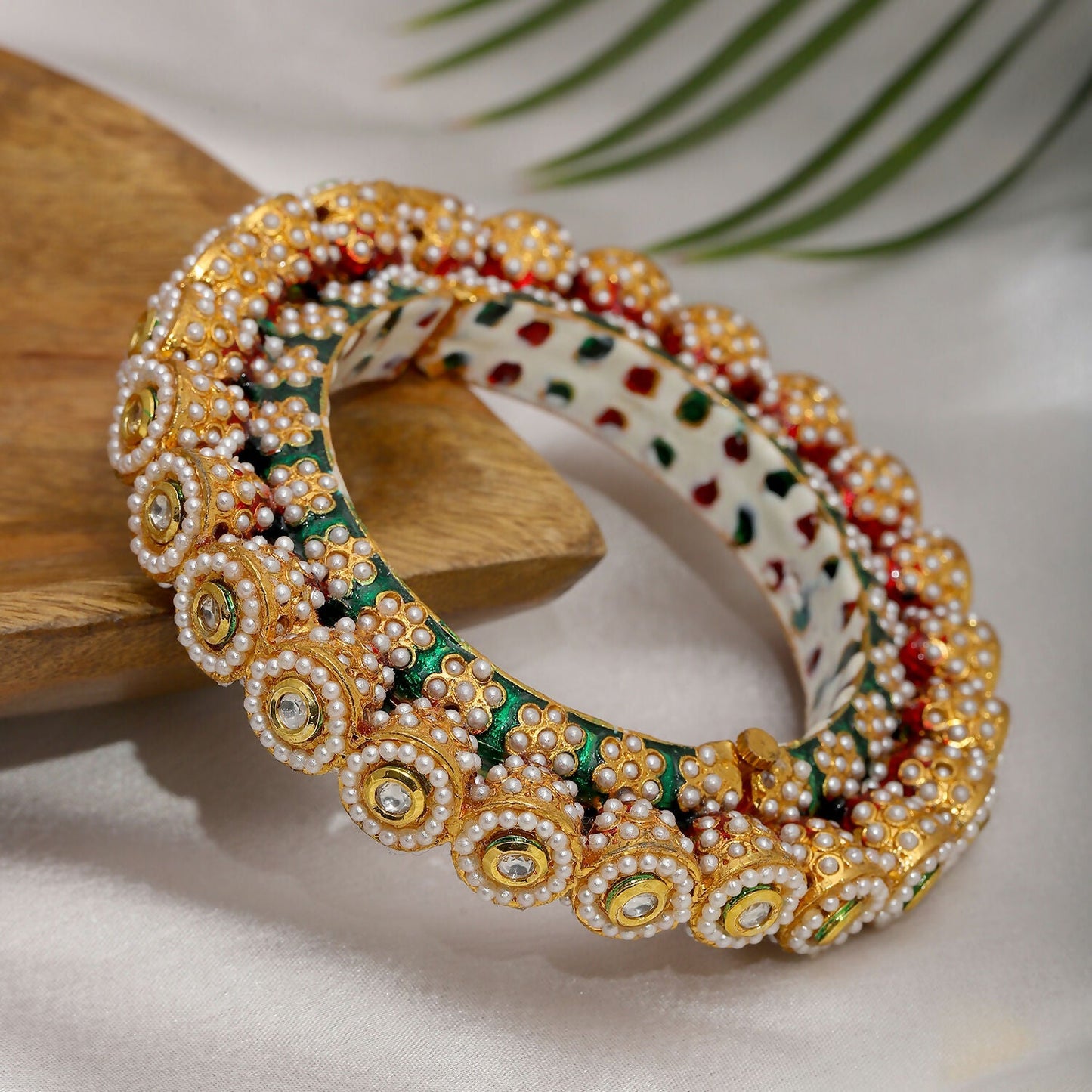 Meenakari and Jadau Bangle (Multi Color) - Ruby Raang