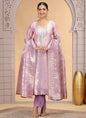 Chhap Organza Jacquard Woven and Hand Work Salwar Suit In Purple Pink Colour
