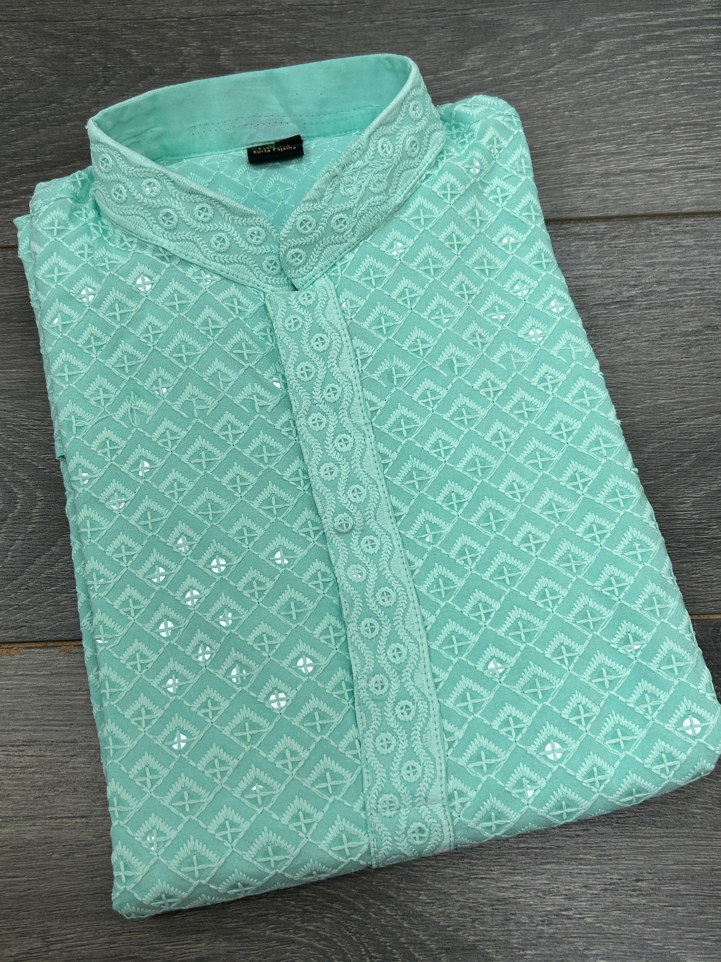Rayon short kurta : sea green