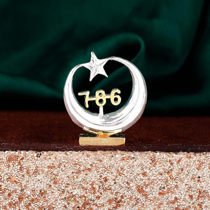 Estele Gold-Polished Spiritual 786 Chand Taara Idol for Home Decorative/ Car Dashboard
