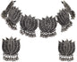 Silver-Plated Alloy Oxidised Lotus Petals Necklace - The Pari