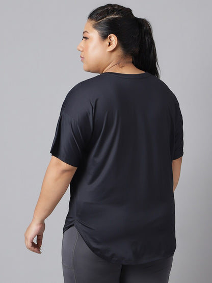 MKH Plus Size Typography Printed Dri-FIT Sports T-Shirt
