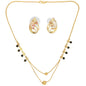 AanyaCentric Gold-Polished Short Mangalsutra Set with Earrings