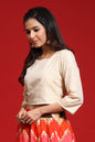 Juniper Women Ivory Silk Lurex Woven Design Fitted Blouse