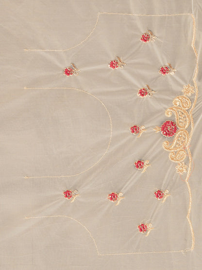 Tikhi Imli Off-White & Gold-Coloured Net Embroidered Saree
