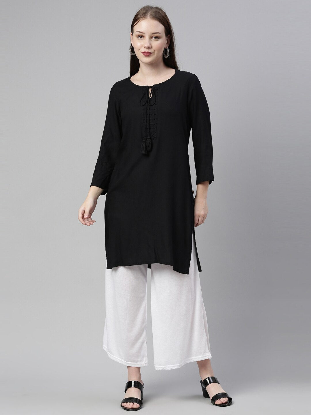 Souchii White Knitted Ethnic Palazzos