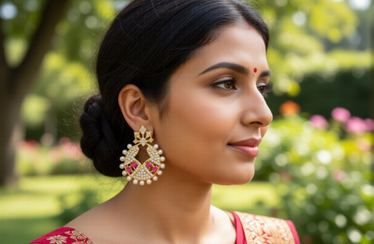 AD Ruby Designer White Stone Earrings