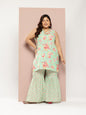 Sztori Plus Size Floral Printed Gotta Patti Pure Cotton Kurta with Sharara