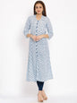 HERE&NOW Blue & White Striped Mandarin Collar Kurta