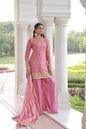 Lorenvalley Fashion Pink Fendy Satin with Rich Sequins Embroidered work Kurta Pant with Dupatta