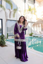 Lorenvalley Fashion Purple Velvet with Rich Zari Embroidered & Real Mirror work Kurta Palazzo with Dupatta