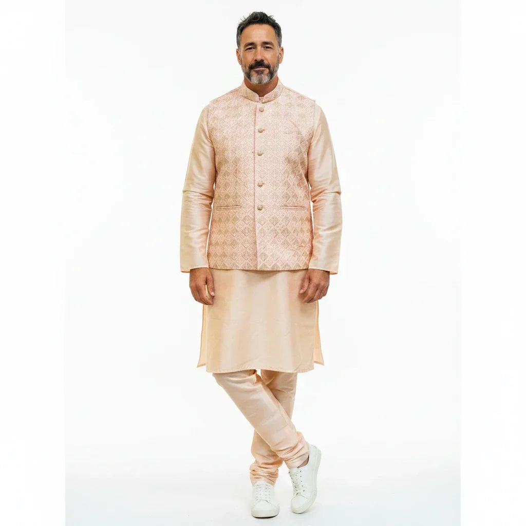 Silk kurta pajama with jacket