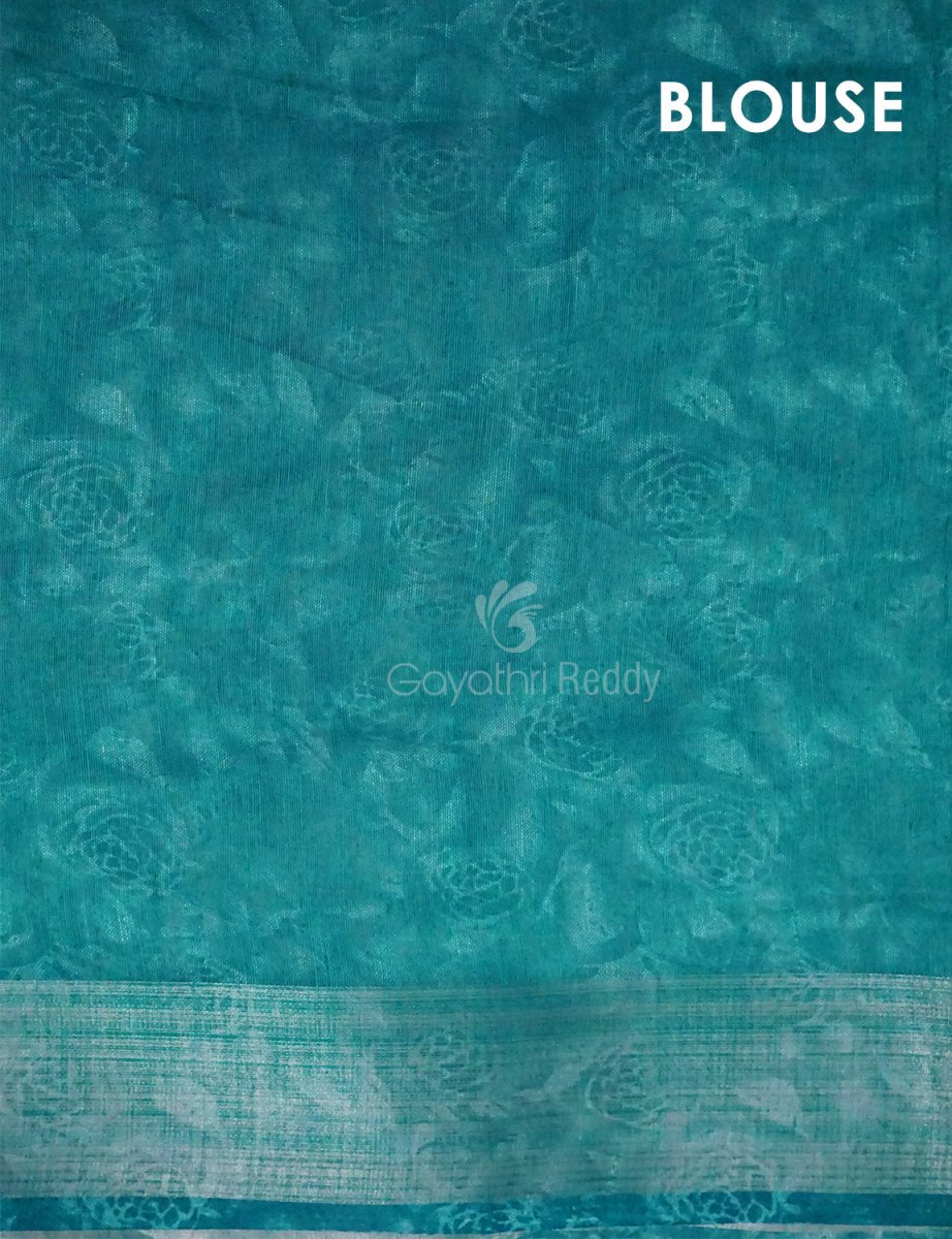 Baby Peach Floral Print Semi Chanderi Saree By Gayathri Reddy Designer Studio