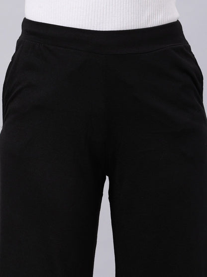 Souchii Women Black Liva Solid Palazzos