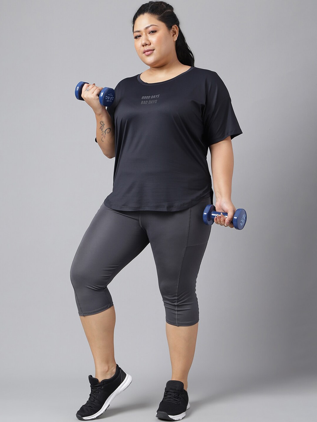 MKH Plus Size Typography Printed Dri-FIT Sports T-Shirt
