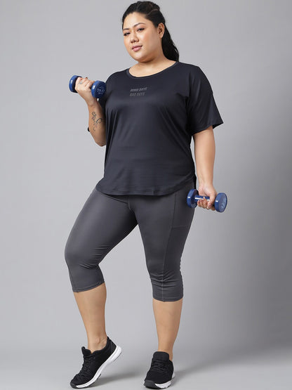 MKH Plus Size Typography Printed Dri-FIT Sports T-Shirt