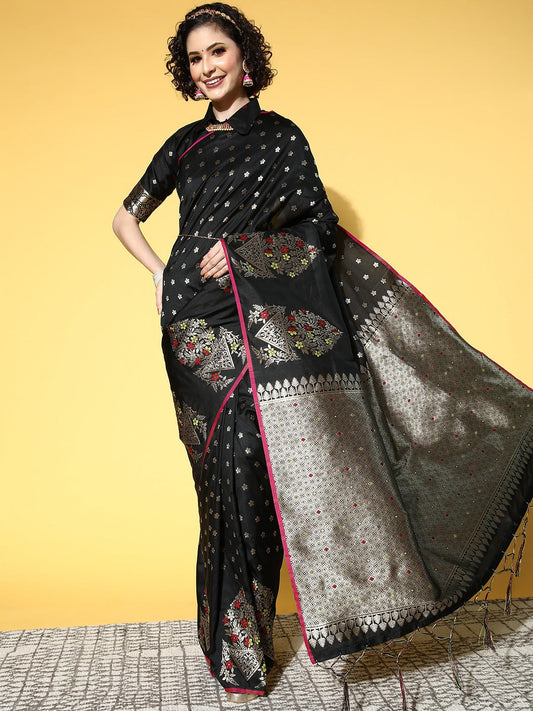 Saree Mall Ethnic Motifs Saree with Solid Border