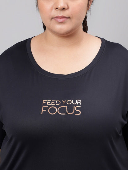 MKH Plus Size Typography Printed Relaxed Fit Dri-FIT T-shirt