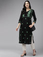 ADA Women Ethnic Motifs Embroidered Cotton Chikankari Floral Kurta
