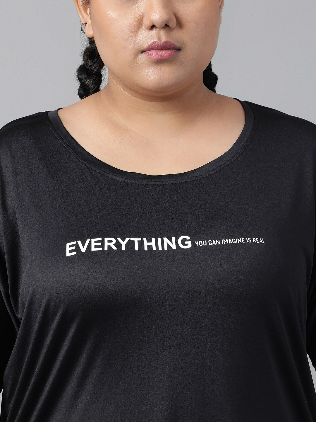 MKH Plus Size Relaxed Fit Typography Printed Drop Shoulder Sleeves Dri-Fit Sports T-shirt