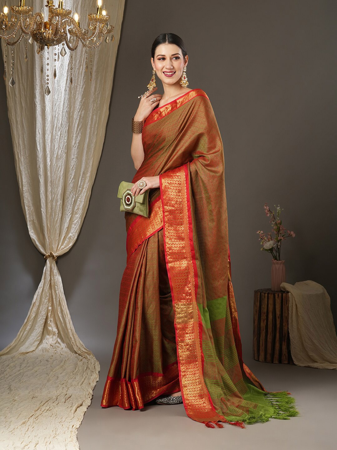 Saree Mall Woven Design Zari Festive Sarees