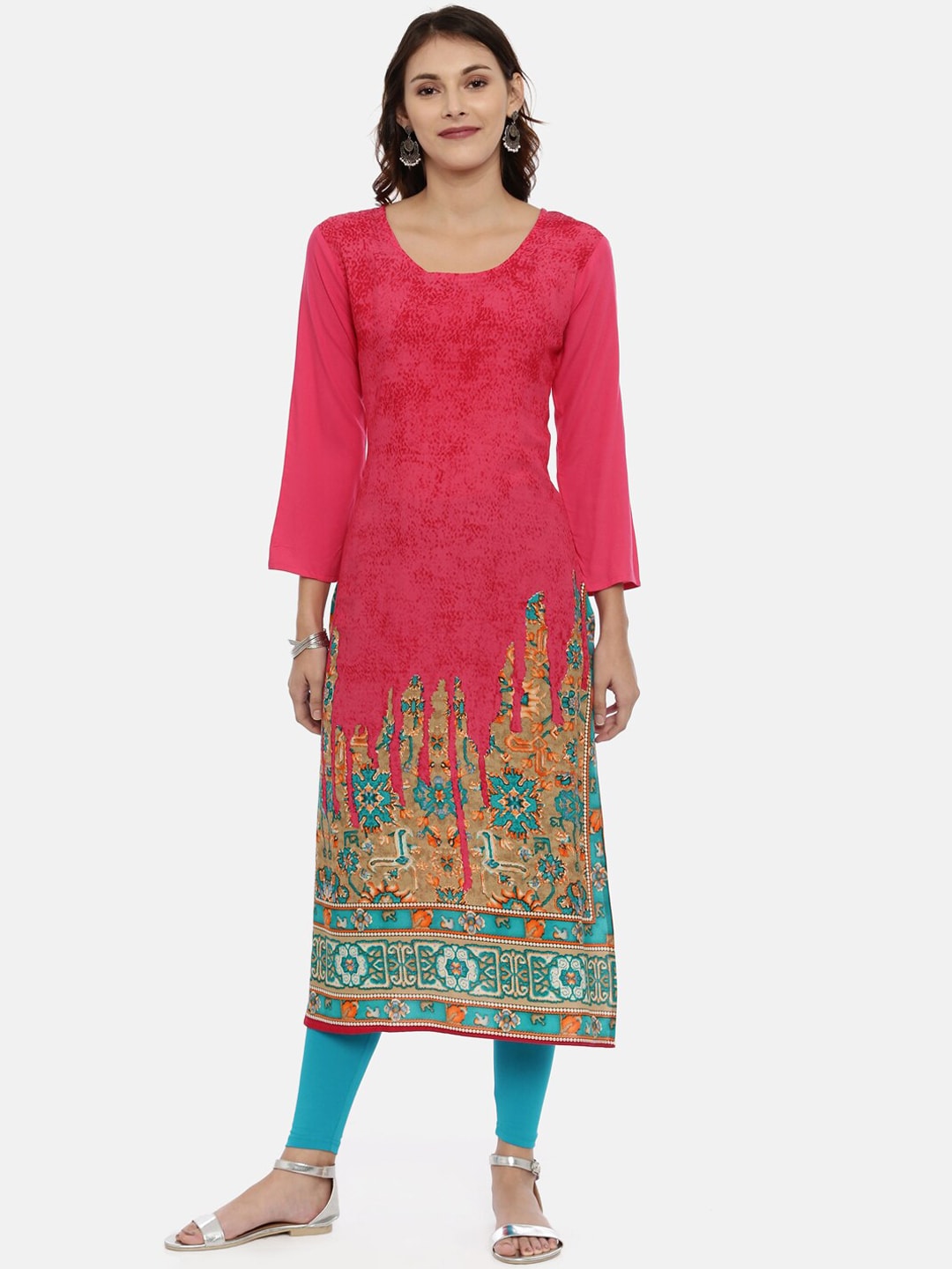 Souchii Turquoise Blue Solid Slim-Fit Ankle-Length Leggings