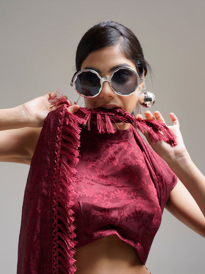 Tikhi Imli Maroon Woven Design Saree