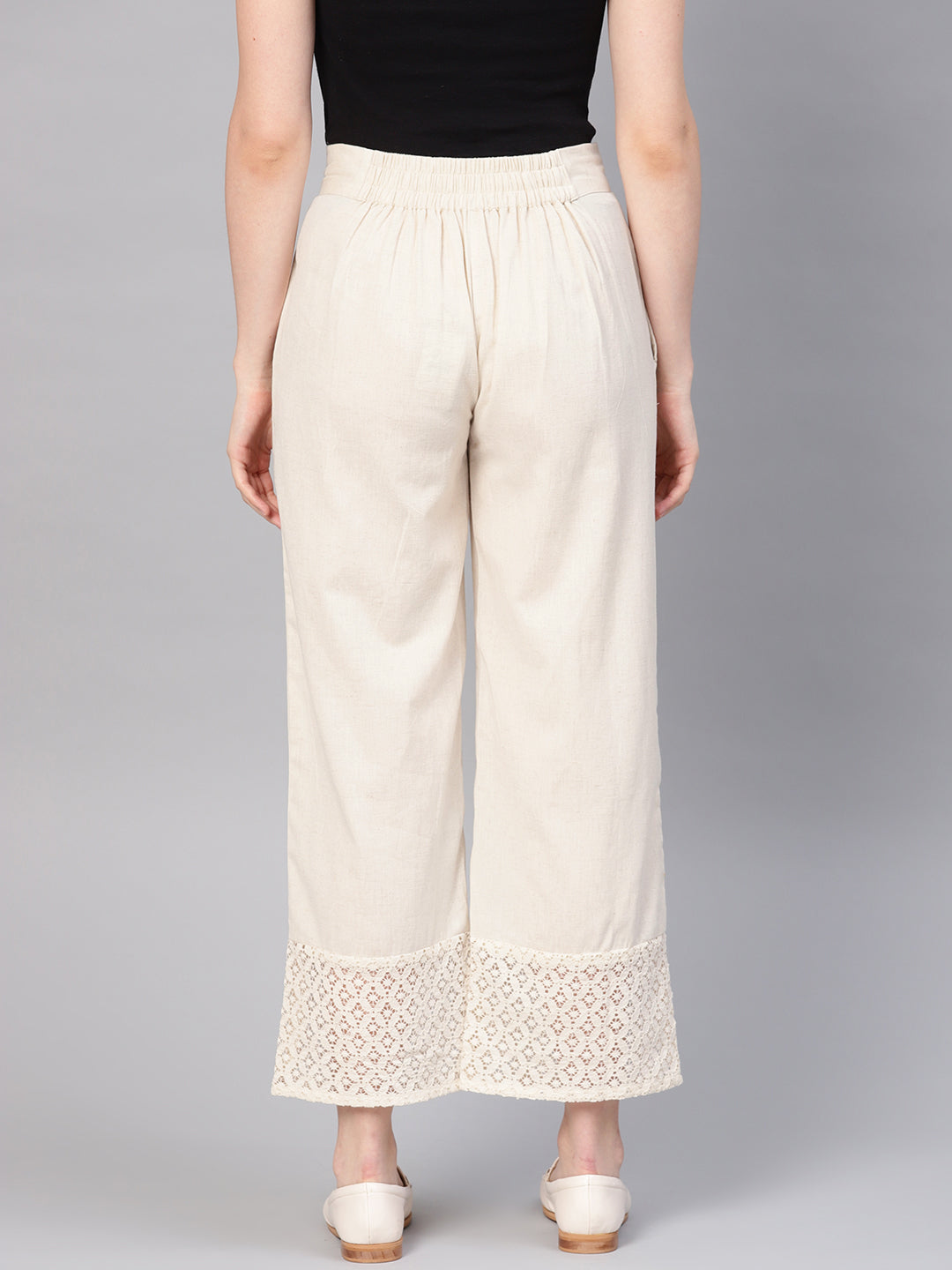 Juniper Women Natural Cotton Flex Solid Wide Leg Palazzo