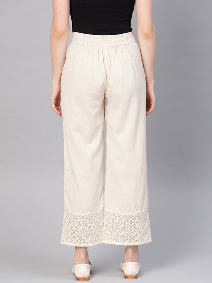 Juniper Women Natural Cotton Flex Solid Wide Leg Palazzo