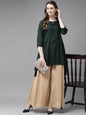 Juniper Women Jadegreen Rayon Slub Solid Asymmetric Kurta