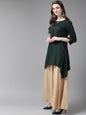 Juniper Women Jadegreen Rayon Slub Solid Asymmetric Kurta