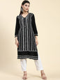 HOUSE OF KARI Ethnic Motifs Embroidered Chikankari Straight Kurta