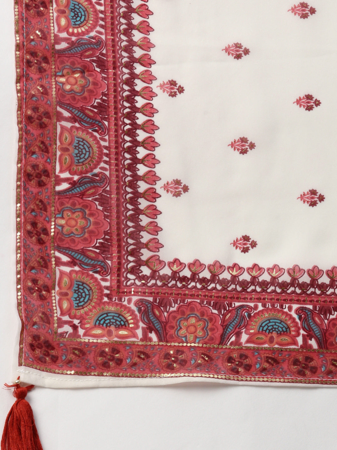 Juniper Womens Maroon Embroidered And Printed Kurta Sharara Dupatta Set