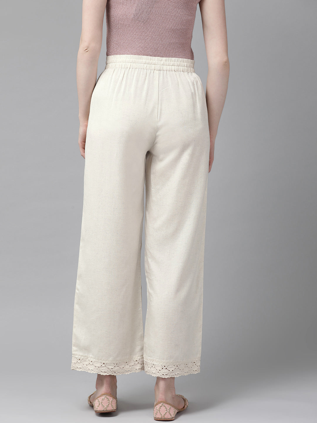 Juniper Women Offwhite Rayon Flex Solid Wide Leg Palazzo