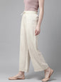 Juniper Women Offwhite Rayon Flex Solid Wide Leg Palazzo