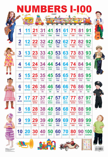 Dreamland Publications Educational Chart for Kids - Numbers 1-100
