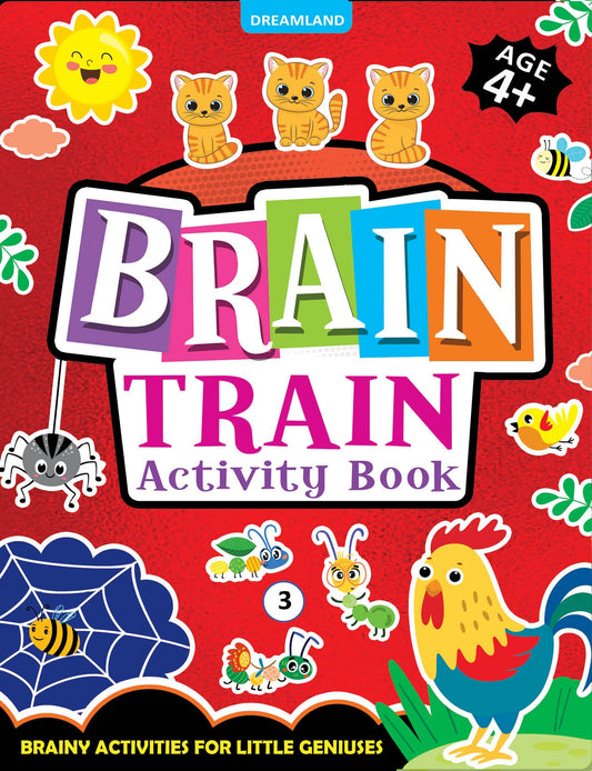 Dreamland Publications Brain Train Activity Book for Kids Age 4+ - With Colouring Pages, Mazes, Puzzles and Word searches Activities