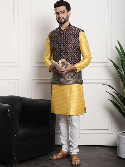 Sojanya Ethnic Motifs Printed Regular Kurta & Pyjamas With Nehru Jacket