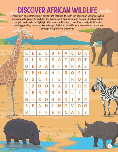 Dreamland Publications Wildlife Wonders Activity Book for Kids Age 5 -10 years