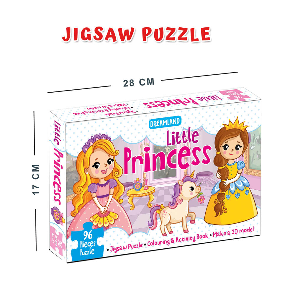 Dreamland Publications Little Princess Jigsaw Puzzle for Kids – 96 Pcs | With Colouring & Activity Book and 3D Model