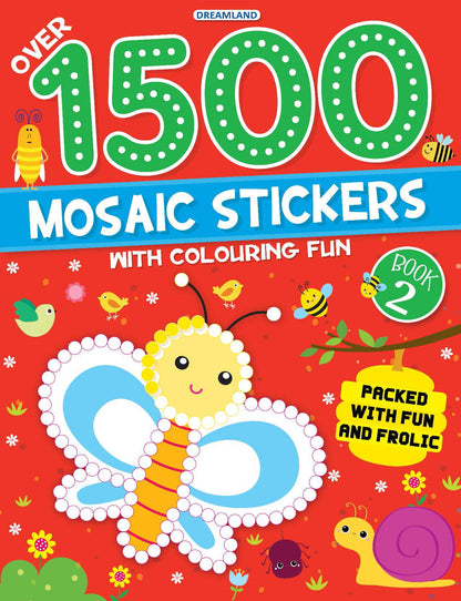 Dreamland Publications 1500 Mosaic Stickers Book 2 with Colouring Fun - Sticker Book for Kids Age 4 - 8 years