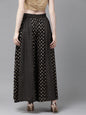 Juniper Women Black Rayon Printed Flared Palazzo