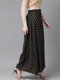 Juniper Women Black Rayon Printed Flared Palazzo