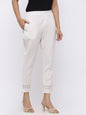 Juniper Women White Rayon Flex Solid Slim Fit Pant/Slim Pant