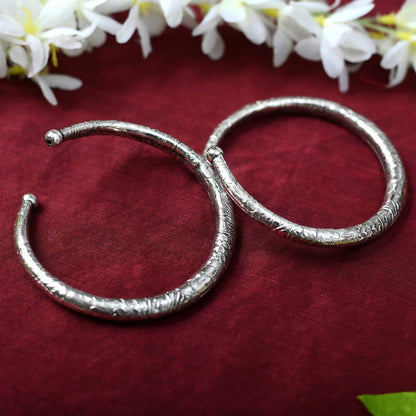 Mominos Fashion Kamal Johar Oxidised Silver Pressing Style Anklets